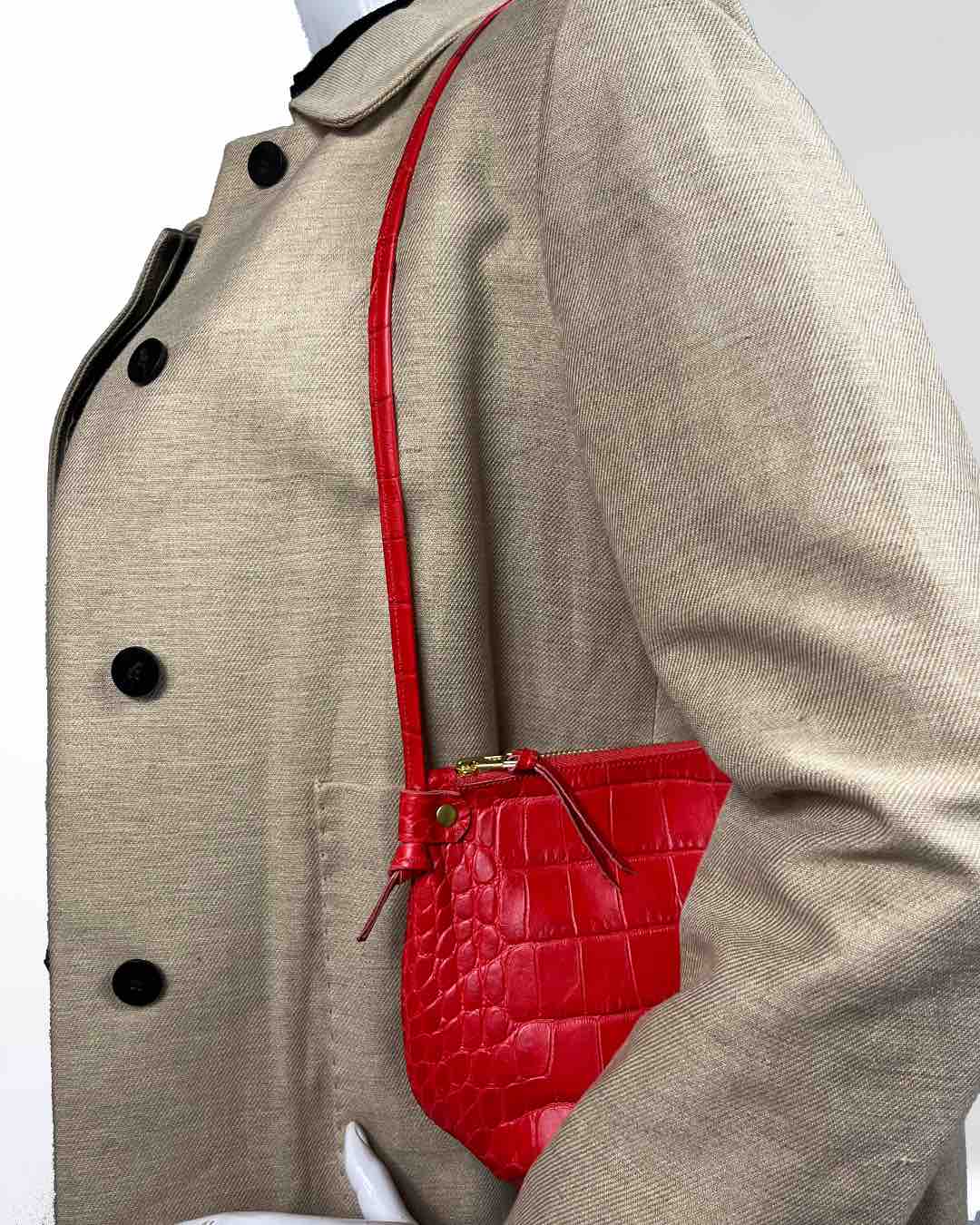 Handtasche PAULA Krokooptik Rot